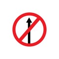 Forbidden - road sign. Stop road sign with hand gesture. Vector red do not enter traffic sign.