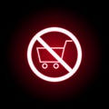 Forbidden shopping car icon in red neon style. Can be used for web, logo, mobile app, UI, UX