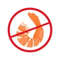 Forbidden shrimp icon. Products do not contain seafood or shellfish. Allergy safety