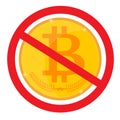 Forbidden sign with bitcoin icon. Royalty Free Stock Photo