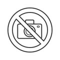 Forbidden sign with camera linear icon