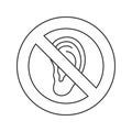 Forbidden sign with ear linear icon