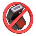 Forbidden sign with flash. Do not use flash photography concept, 3D rendering Royalty Free Stock Photo