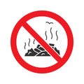 Forbidden sign with garbage dump glyph icon