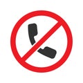 Forbidden sign with handset glyph icon