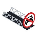 Forbidden sign icon isometric vector. Bridge no car or no parking traffic sign