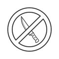 Forbidden sign with knife linear icon