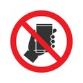 Forbidden sign with mobile phone glyph icon