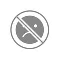 Forbidden sign with a negative emoji gray icon. Prohibition of unhappy, upset, depression symbol