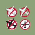 Forbidden Sign - Planes Don`t Fly. Vector Symbol of Flight Cancellation. Illustration of Departure Ban