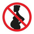 Forbidden sign Pregnancy is prohibited. No pregnant vector illustration Royalty Free Stock Photo