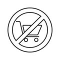 Forbidden sign with shopping trolley linear icon