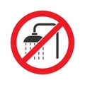 Forbidden sign with shower faucet glyph icon
