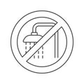 Forbidden sign with shower faucet linear icon