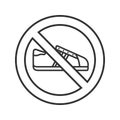 Forbidden sign with sneaker linear icon