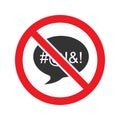 Forbidden sign with speech bubble glyph icon