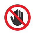 Forbidden sign with stop hand glyph icon Royalty Free Stock Photo