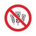 Forbidden sign with wheat ears glyph icon