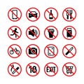 Forbidden signs. Prohibition and warning vector signal icons