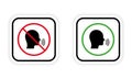 Forbidden Speak Zone Red Round Sign. Man Talk Black Silhouette Icon Set. Allowed Speak Area Shout Green Symbol. Please