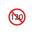 Forbidden speed 120 icon on white background can be used for web, logo, mobile app, UI UX Royalty Free Stock Photo