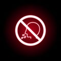 Forbidden spit icon in red neon style. Can be used for web, logo, mobile app, UI, UX