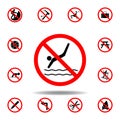 Forbidden swimming icon. set can be used for web, logo, mobile app, UI, UX Royalty Free Stock Photo