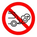 Forbidden symbol of car with CO2 cloud. Atmospheric pollution from vehicle. The car emits carbon dioxide. Antipollution concept. Royalty Free Stock Photo