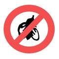 Forbidden symbol. Silhouette fly insect in prohibition red circle. Ban sign isolated on white background. Vector icon illustration Royalty Free Stock Photo