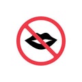 Forbidden talk sign, prohibited to speak icon, lips and prohibition symbol - Vector