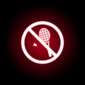 Forbidden tennis icon in red neon style. Can be used for web, logo, mobile app, UI, UX Royalty Free Stock Photo