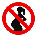 Forbidden to pregnant women vector sign - Maternity related editable illustration Royalty Free Stock Photo