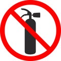 It is forbidden to use fire extinguishers. Vector image.