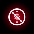 Forbidden woman icon in red neon style. Can be used for web, logo, mobile app, UI, UX