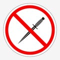 Forbidding Sign with a Dagger. Entry with Melee Weapons is Prohibited. Strikethrough Knife Royalty Free Stock Photo