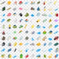 100 force icons set, isometric 3d style