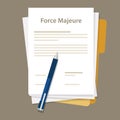 Force majeure clause included in contracts to remove liability for unavoidable catastrophes that restrict participants Royalty Free Stock Photo