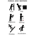 Force and motion vector silhouette illustration