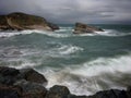 The force of the sea on the Asturian coast a dark day