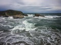 The force of the sea on the Asturian coast a dark day