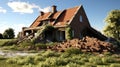 force wind damage house Royalty Free Stock Photo