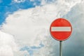 Forced directions road sign with sky background Royalty Free Stock Photo