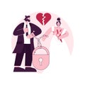 Forced marriage abstract concept vector illustration.