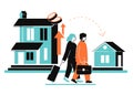 Forced relocation - colorful flat design style illustration