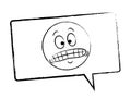 Forced smile emoticon in bubble sketch Royalty Free Stock Photo