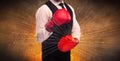 Forceful businessman boxing