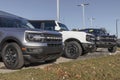 Ford Bronco display at a dealership. Broncos can be ordered in a base model or Ford has up to 200 accessories for off-road use Royalty Free Stock Photo