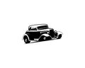 Ford Caupe 1932. Isolated emblem, badge, icon, sticker design, vintage car industry.