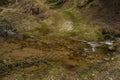 Ford on creek in spring day in Krusne mountains Royalty Free Stock Photo