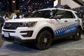 Ford Explorer Chicago Police Car at the annual International auto-show, February 10, 2018 in Chicago, IL Royalty Free Stock Photo